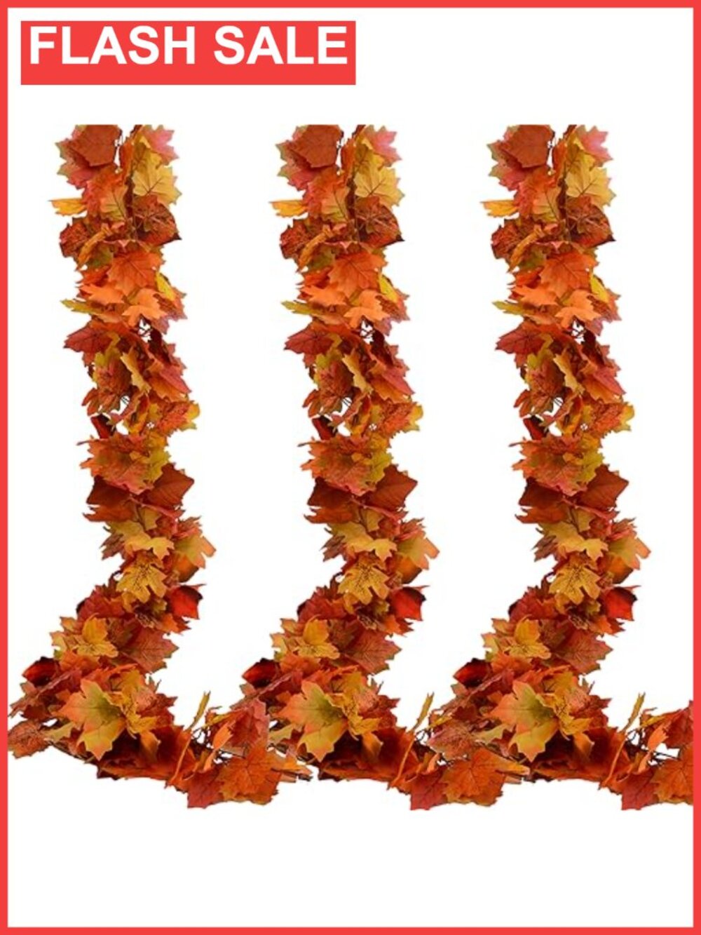 3 Pack Fall Maple Leaf Garland 5.9ft Artificial Autumn Foliage Hanging Vine